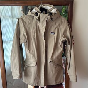 Patagonia Tan Rain Jacket with Removable Hood